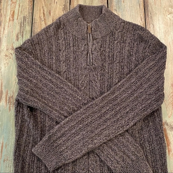 Tasso Elba 100% Cotton Men’s 1/4 Zip Gray Pullover Sweater Cable Knit Size Large - Picture 1 of 4
